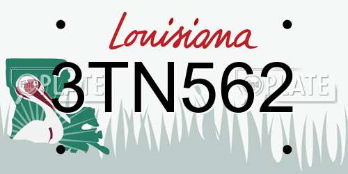 3TN562 Louisiana License Plate