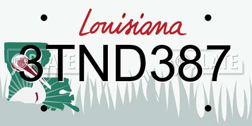 3TND387 Louisiana License Plate