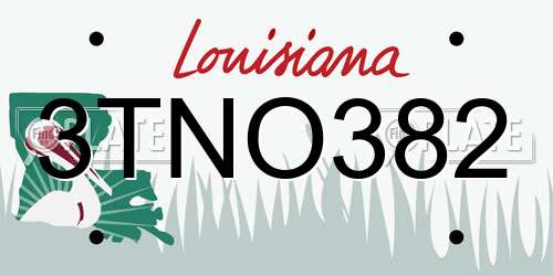 3TNO382 Louisiana License Plate