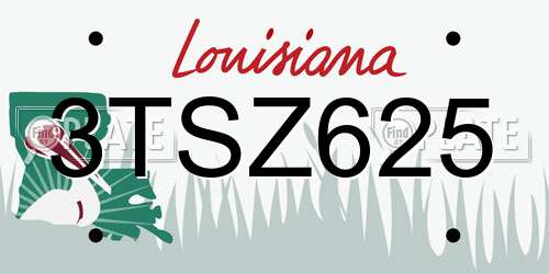 3TSZ625 Louisiana License Plate
