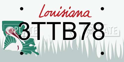 3TTB78 Louisiana License Plate