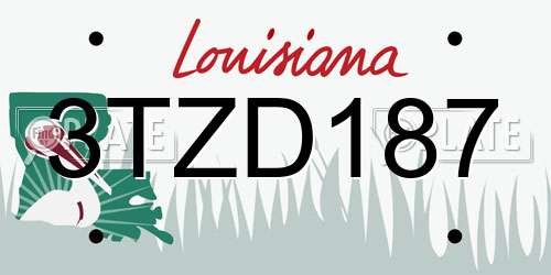 3TZD187 Louisiana License Plate