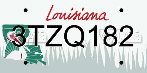 3TZQ182 Louisiana License Plate
