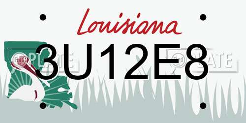3U12E8 Louisiana License Plate