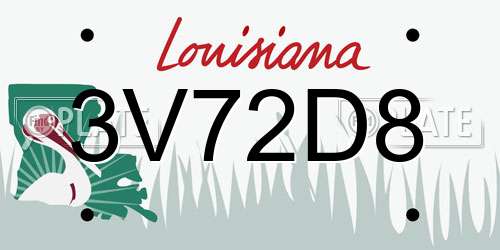 3V72D8 Louisiana License Plate