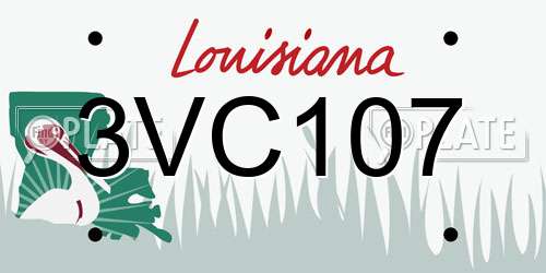 3VC107 Louisiana License Plate