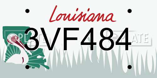 3VF484 Louisiana License Plate