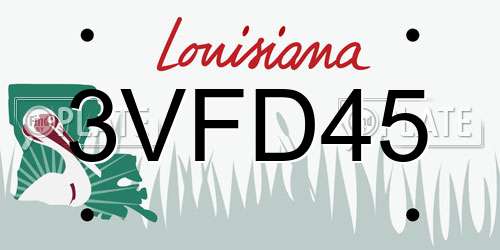 3VFD45 Louisiana License Plate