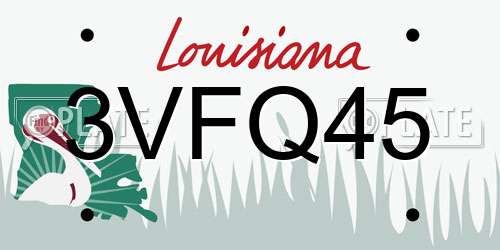3VFQ45 Louisiana License Plate