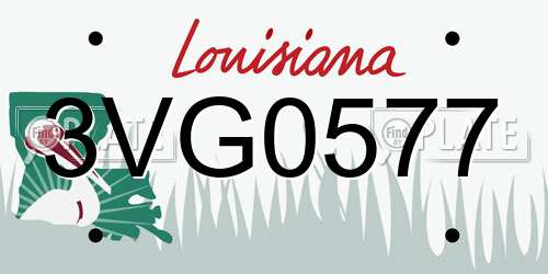 3VG0577 Louisiana License Plate