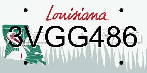 3VGG486 Louisiana License Plate