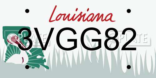 3VGG82 Louisiana License Plate