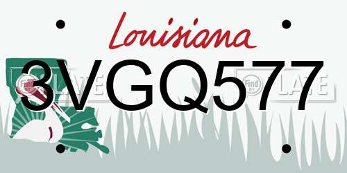 3VGQ577 Louisiana License Plate