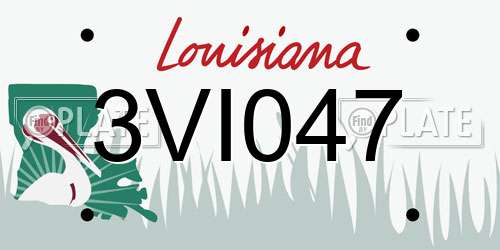 3VI047 Louisiana License Plate