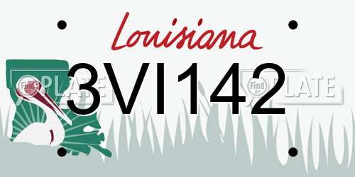 3VI142 Louisiana License Plate