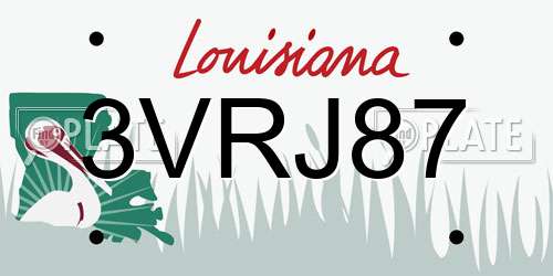 3VRJ87 Louisiana License Plate