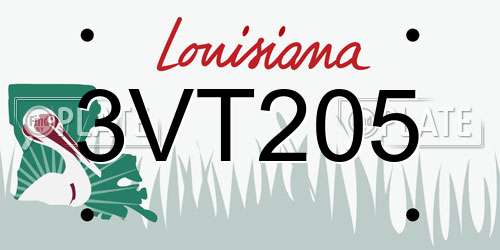 3VT205 Louisiana License Plate