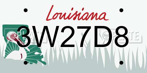 3W27D8 Louisiana License Plate