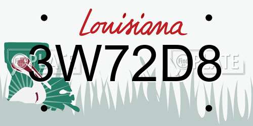 3W72D8 Louisiana License Plate