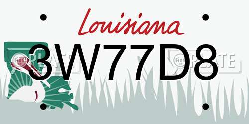 3W77D8 Louisiana License Plate