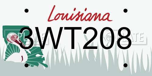 3WT208 Louisiana License Plate