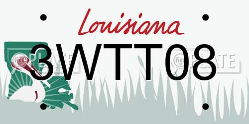 3WTT08 Louisiana License Plate