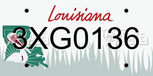 3XG0136 Louisiana License Plate