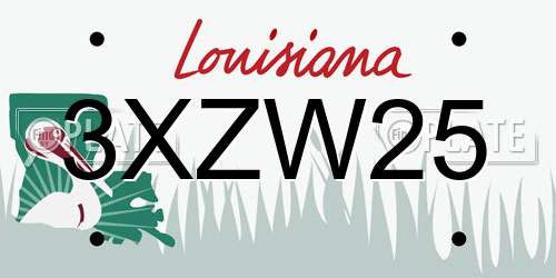 3XZW25 Louisiana License Plate