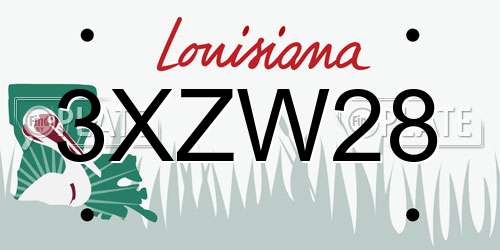 3XZW28 Louisiana License Plate