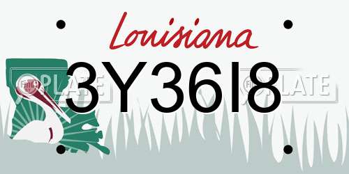 3Y36I8 Louisiana License Plate