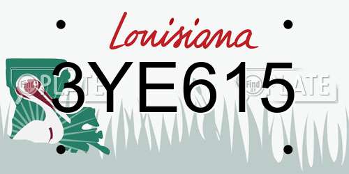 3YE615 Louisiana License Plate