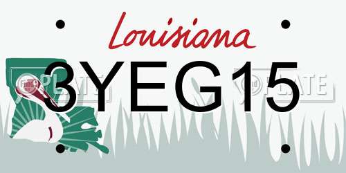 3YEG15 Louisiana License Plate