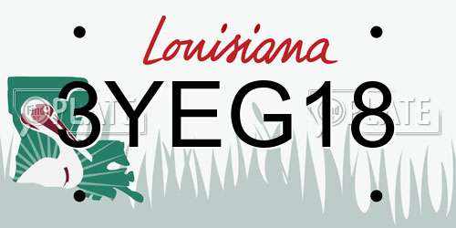 3YEG18 Louisiana License Plate