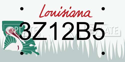 3Z12B5 Louisiana License Plate