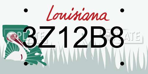 3Z12B8 Louisiana License Plate