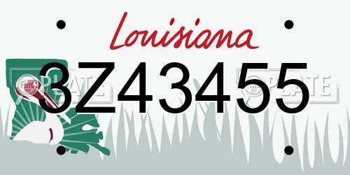 3Z43455 Louisiana License Plate