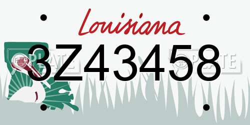 3Z43458 Louisiana License Plate