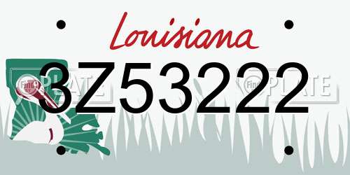 3Z53222 Louisiana License Plate