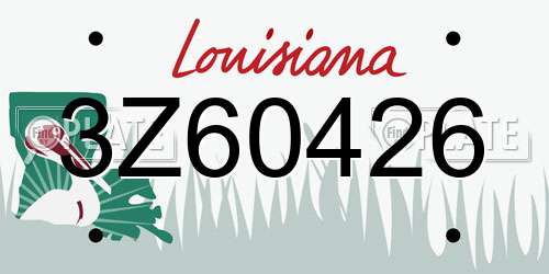 3Z60426 Louisiana License Plate