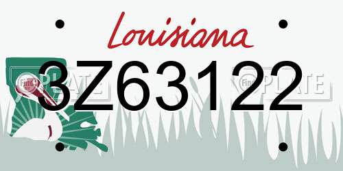3Z63122 Louisiana License Plate
