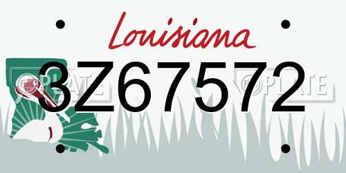 3Z67572 Louisiana License Plate