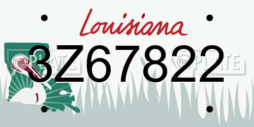 3Z67822 Louisiana License Plate