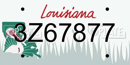 3Z67877 Louisiana License Plate