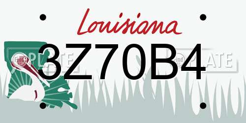 3Z70B4 Louisiana License Plate