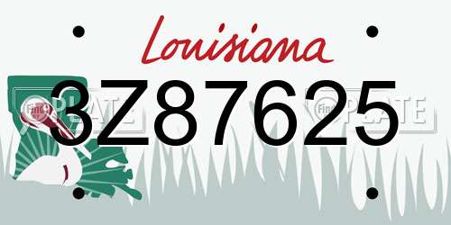 3Z87625 Louisiana License Plate