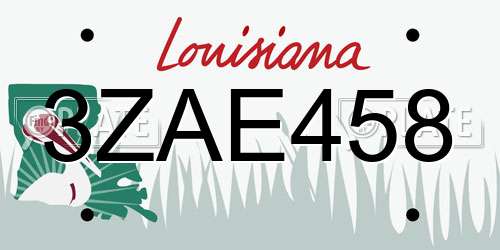 3ZAE458 Louisiana License Plate
