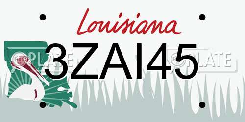 3ZAI45 Louisiana License Plate