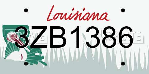 3ZB1386 Louisiana License Plate