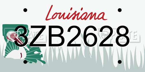 3ZB2628 Louisiana License Plate