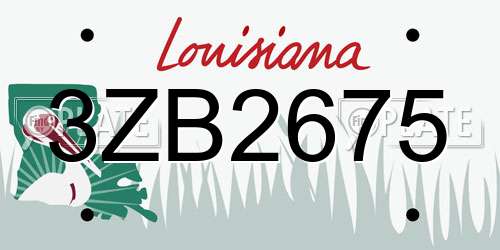 3ZB2675 Louisiana License Plate